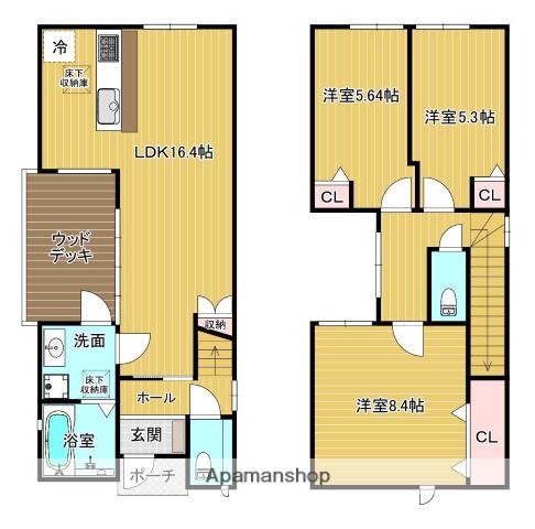 近鉄京都線 興戸駅 徒歩10分 2階建 築3年(3LDK)の間取り写真