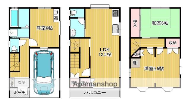 近鉄京都線 大久保駅(京都) 徒歩6分 3階建 築31年(3LDK)の間取り写真