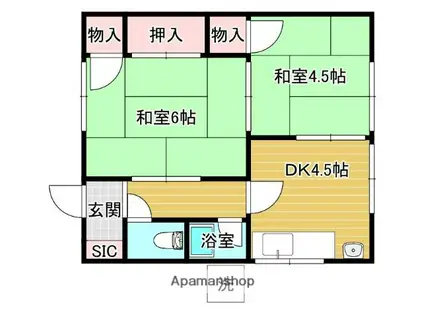 玉嶋アパート(2K/1階)の間取り写真
