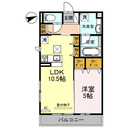 メゾン・WATARI C棟(1LDK/1階)の間取り写真