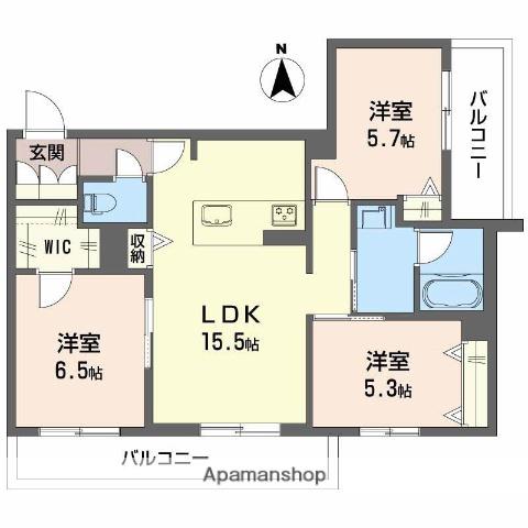 シャーメゾンM-SIX(3LDK/2階)の間取り写真