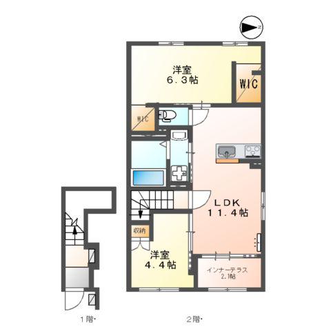 ADORE(2LDK/2階)の間取り写真