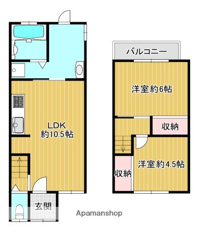 近鉄京都線 久津川駅 徒歩7分 2階建 築54年(2LDK)の間取り写真