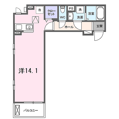 ガーデン・アイリス(ワンルーム/1階)の間取り写真