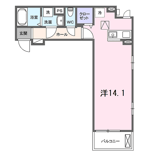 ガーデン・アイリス(ワンルーム/1階)の間取り写真