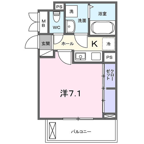 ガーデン・アイリス(1K/3階)の間取り写真