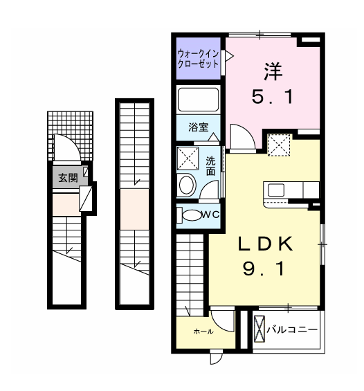 マウントック・カナサ(1LDK/3階)の間取り写真