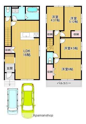 奈良線 城陽駅 徒歩19分 2階建 築1年(4LDK)の間取り写真