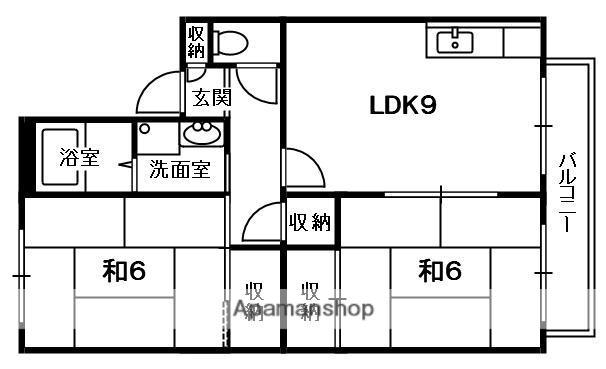 松新ハイツ(2LDK/2階)の間取り写真
