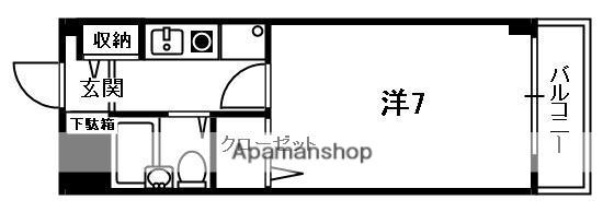 ヴィラ田辺1号館(1K/2階)の間取り写真