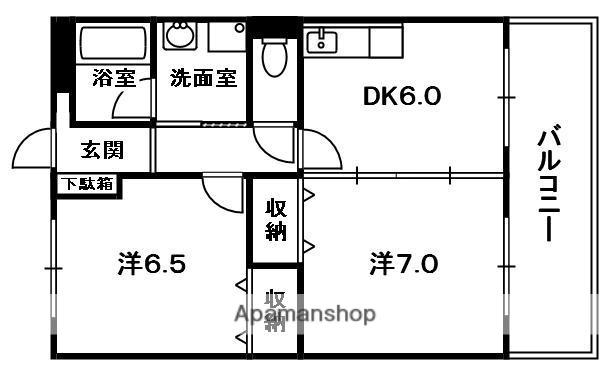 エスポワールみち(2DK/3階)の間取り写真