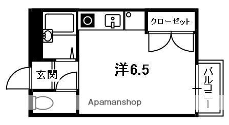 近鉄京都線 新田辺駅 徒歩3分 3階建 築30年(ワンルーム/3階)の間取り写真