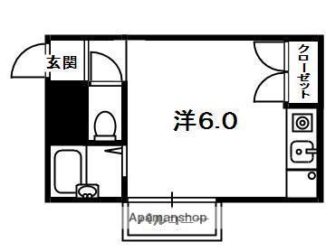 近鉄京都線 新田辺駅 徒歩3分 3階建 築30年(ワンルーム/2階)の間取り写真