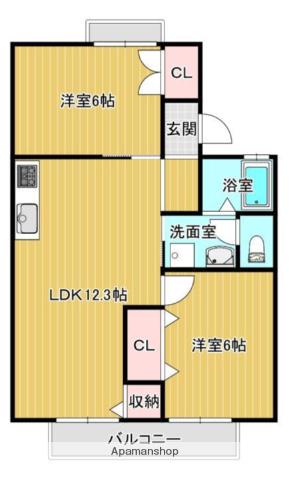 セジュール・マルコ(2LDK/1階)の間取り写真