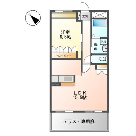 ラウレア(1LDK/1階)の間取り写真