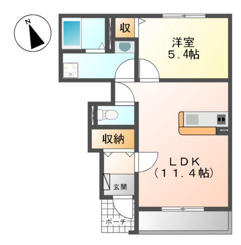 コンフィアンス(1LDK/1階)の間取り写真
