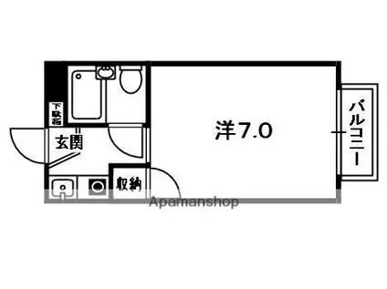 カルチェヴィラ吉勇(1K/2階)の間取り写真