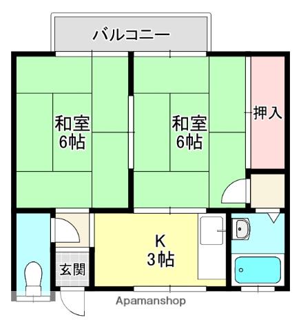 さつき荘(2K/1階)の間取り写真