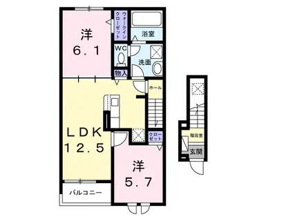 グリーンハイツ加茂Ⅱ(2LDK/2階)の間取り写真