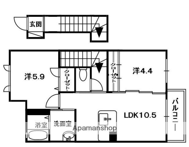 シャーメゾン加茂(2LDK/2階)の間取り写真