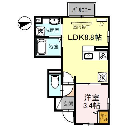 グランシャリオ正道(1LDK/1階)の間取り写真