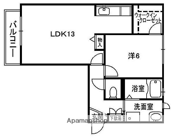 ベルタA棟(1LDK/1階)の間取り写真