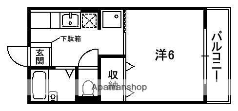 フロイデ田辺A(1K/2階)の間取り写真