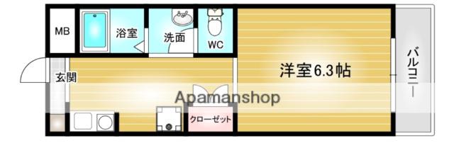 ボー・アルブル寺田(1K/2階)の間取り写真