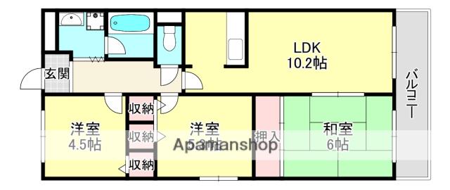 レジデンス碩(3LDK/3階)の間取り写真