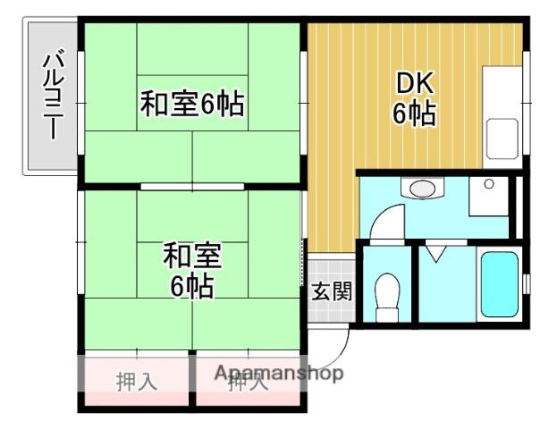 ソファレ西村A(2DK/2階)の間取り写真