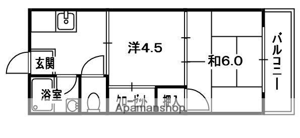 寺田ガーデンハイツ1番館(2K/1階)の間取り写真