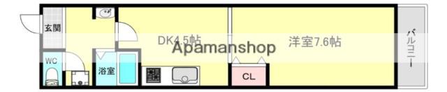 レジデンス豊(1DK/2階)の間取り写真