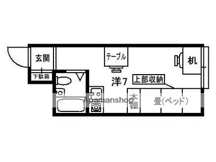 トラストハイツ(ワンルーム/2階)の間取り写真