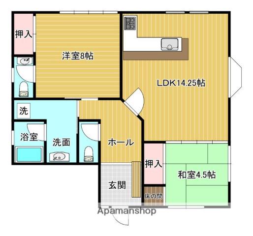 ラークヒルズ三山木B棟(2LDK/1階)の間取り写真