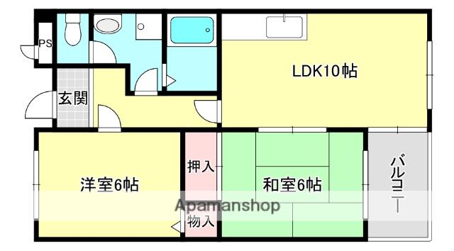 ロイヤルオーク(2LDK/2階)の間取り写真