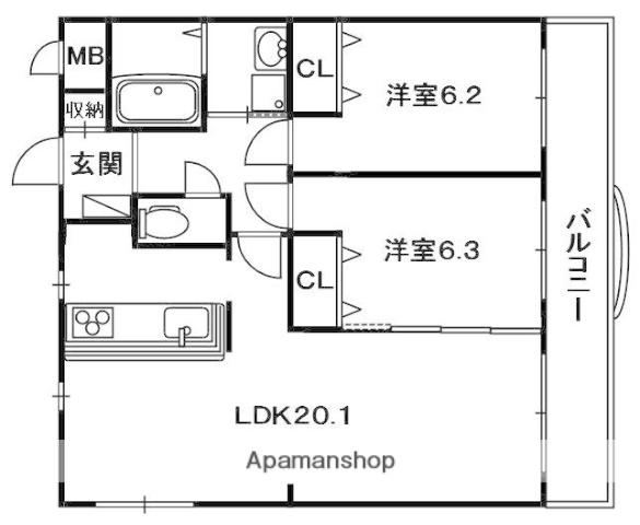ヴァーナルⅣ(2LDK/2階)の間取り写真