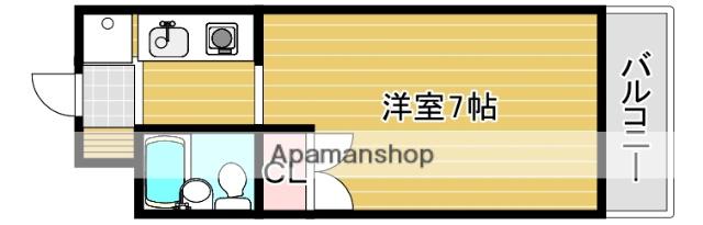 ヴェルジェ(1K/3階)の間取り写真