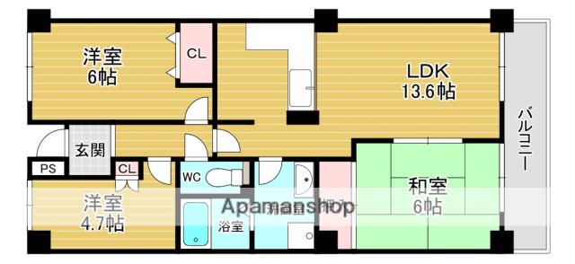 ディック・ベル(3LDK/1階)の間取り写真