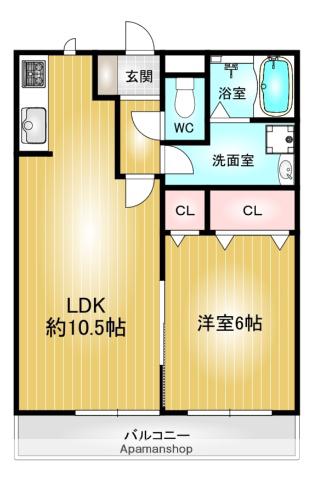 ホワイトコート(1LDK/2階)の間取り写真