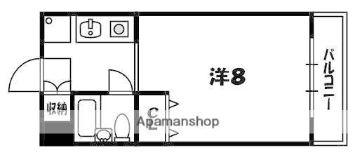 ジュネスヴィラ(ワンルーム/2階)の間取り写真