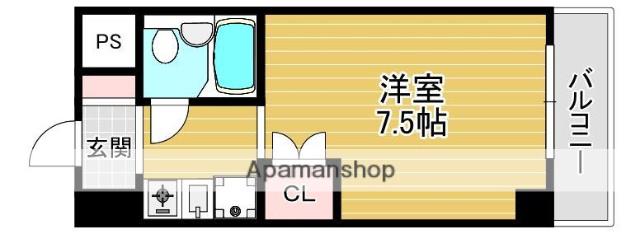 サンヒルズハウス(1K/6階)の間取り写真