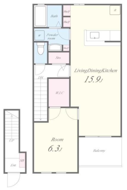 LA・ROCHELLE(1LDK/2階)の間取り写真