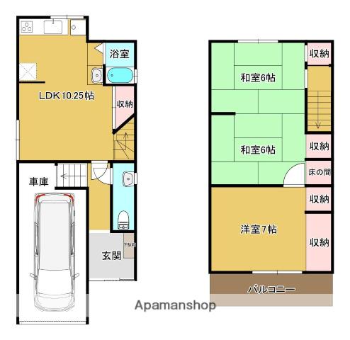 片町線 ＪＲ三山木駅 徒歩9分 2階建 築55年(3LDK)の間取り写真