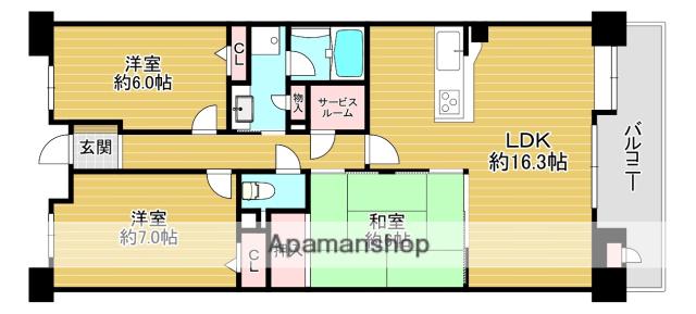 パデシオン宇治小倉(3LDK/6階)の間取り写真