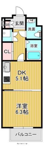 木津南パークサイドヴィレッヂ(1DK/2階)の間取り写真