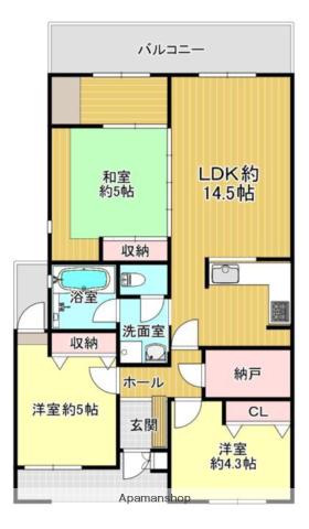 アーバンエース松井山手パル(3LDK/2階)の間取り写真