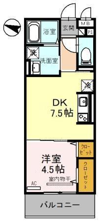 D-ROOMM-FIVE(1DK/3階)の間取り写真