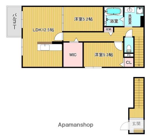 サンフローⅡA棟(2LDK/2階)の間取り写真