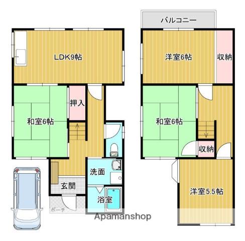近鉄京都線 狛田駅 徒歩16分 2階建 築38年(4LDK)の間取り写真