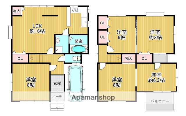近鉄京都線 久津川駅 徒歩18分 2階建 築45年(5LDK)の間取り写真